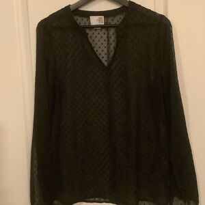 Black Sheer Polka Dot Top
